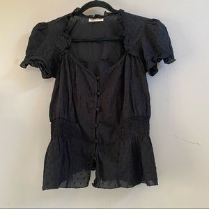 DKNY Jeans black riffle top